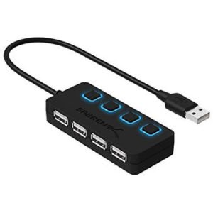 Sabrent 4 Port USB 2.0 Hub with Individual LED lit Power Switches HB UMLS